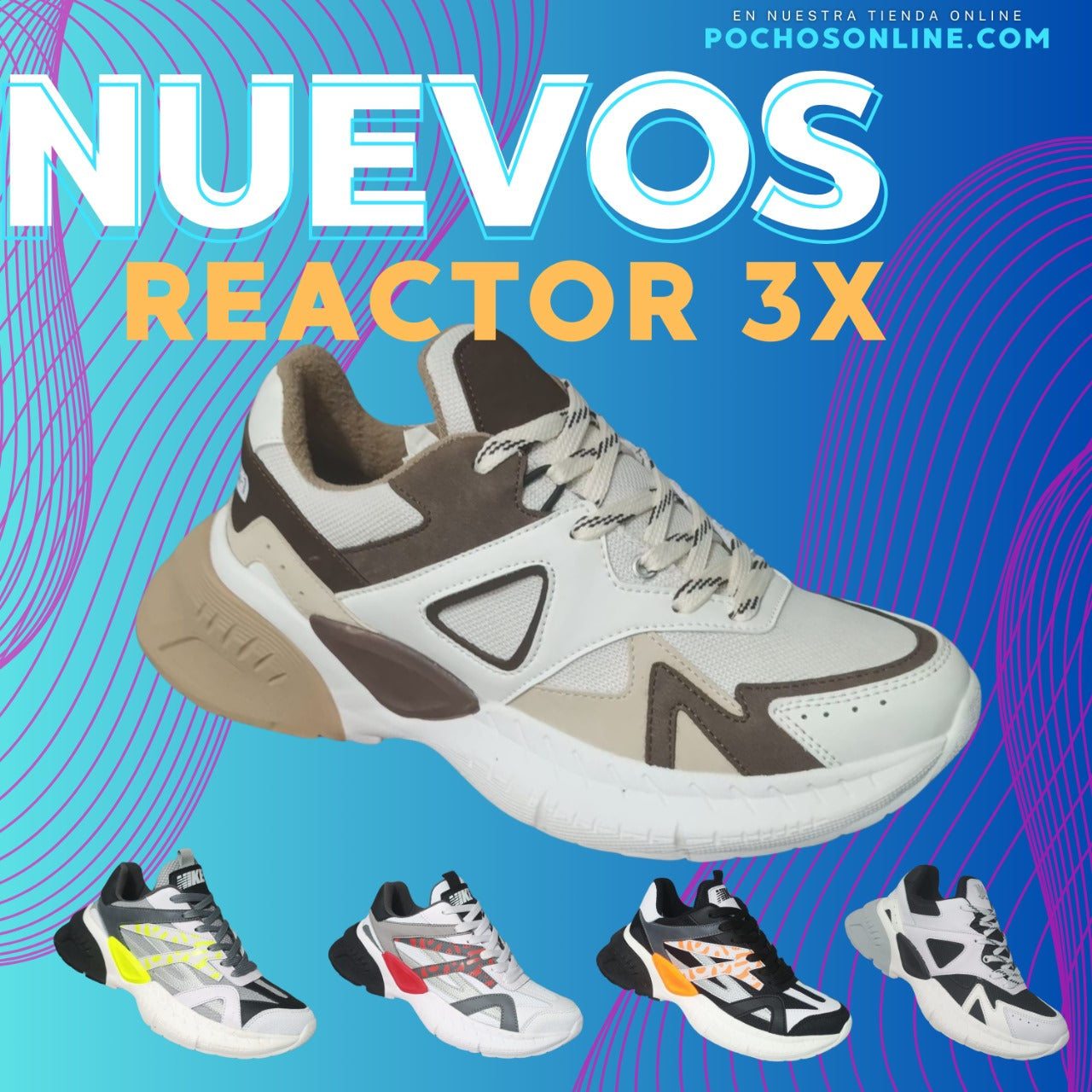 "REACTOR 3X" Tenis deportivos para hombre